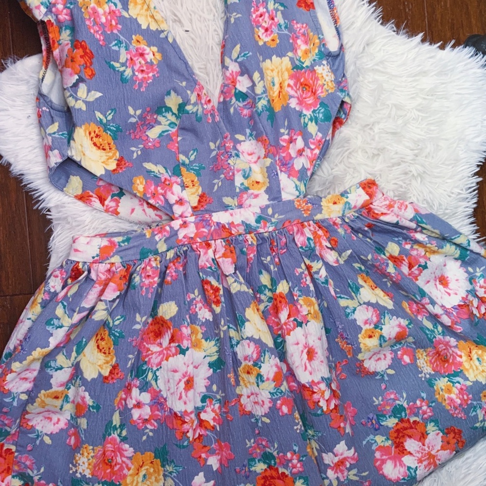 floral cut out dress